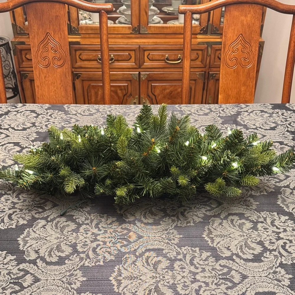 Green Holiday Garland with Lights